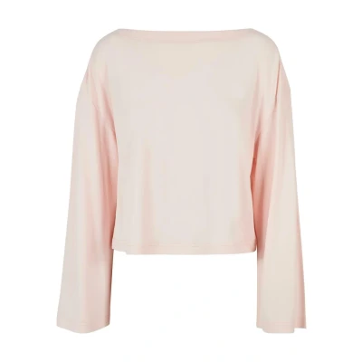 Image of Urban Classics Women&#039;s Ladies Short Modal Bateau Neckline Long Sleeve T Shirt, Pink, XXL, XXL