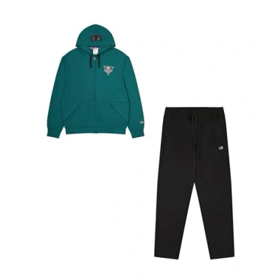 Image of Champion Modern Sport FULL ZIP Hooded Tracksuit, Men&#039;s, Size: Medium, Green/black