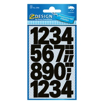 Image of Avery Zweckform Numbers Lettering Univers Bold 71pt Black Polyester Self Adhesive 2 Sheets 28Etik.