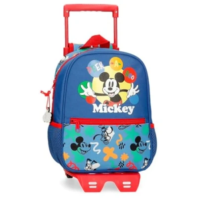 Image of Joumma Disney Mickey Peek a Boo Preschool Backpack with Trolley Blue 23x28x10cm Polyester 6.44L, Blue, Trolley,