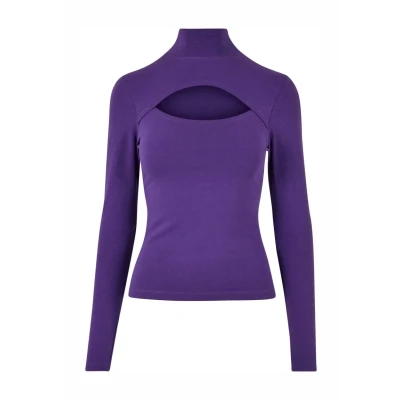 Image of Urban Classics Cutout Turtleneck Long sleeved top, Women&#039;s, Size: Medium, Realviolet