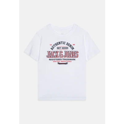 Image of Jack &amp; Jones Junior Jjelogo TEE Oneck Print Tshirt for kids, Size: 3y, White/true red
