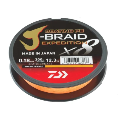 Image of Daiwa J Braid Expedition X8E Braided line Smash Orange 0.13mm/8.4kg (300m) fishing