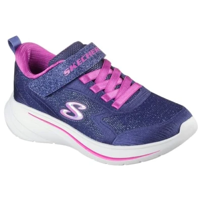Image of Skechers WAVE Trainers for kids, Size: 2, Navy sparkle mesh/trim shoes