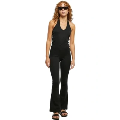 Image of Urban Classics Interlock Neckholder Jumpsuit, Women&#039;s, Size: XXL, Black