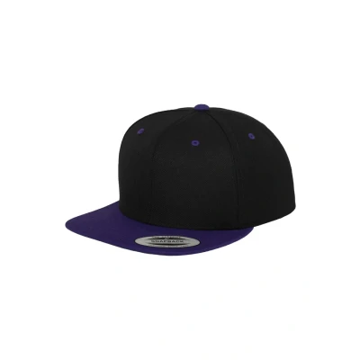 Image of Flexfit Yupoong Unisex Kappe Classic Snapback 2 Tone, zweifarbige blanko Cap mit geradem Schirm, One Size Einheitsgröße für Männer und Frauen, Farbe cha/blk