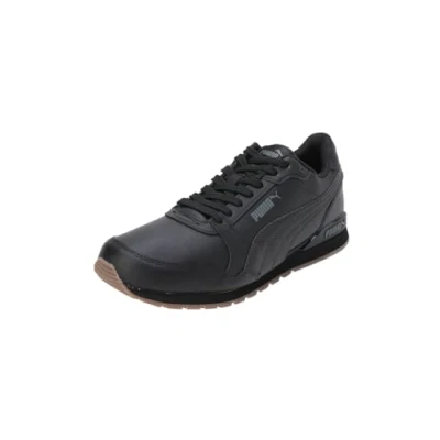 Image of Puma ST Runner V3 Unisex Trainers, Size: 3.5, black/puma black/gum leather and imitation