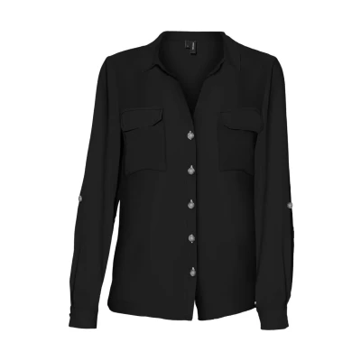 Image of Aware Vmfabiana VMA NOOS Buttondown blouse, Women&#039;s, Size: XS, Black