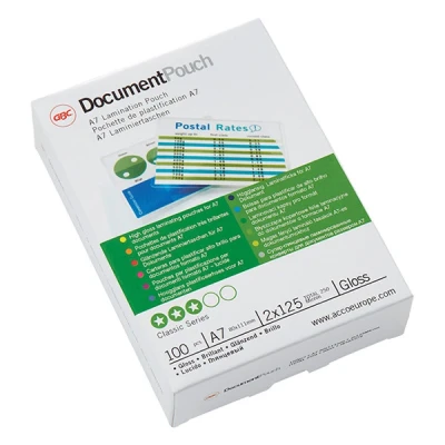 Image of GBC IB581076 A7 2 x 125 Micron Gloss Laminating Pouches, Pack of 100
