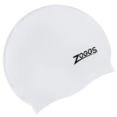 Image of Zoggs Adult Swimming Caps, Comfortable Hat, Non Slip lining Shaped Cap, Chlorine Beating Swim Cap (One Size), White