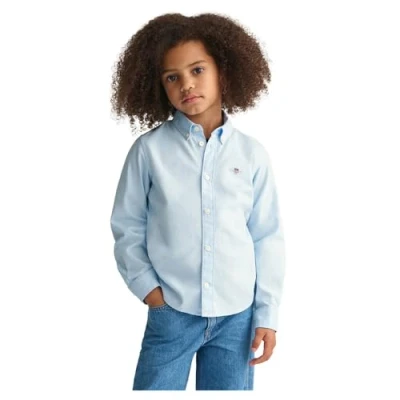 Image of GANT Shield Oxford Unisex Buttondown blouse for kids, Size: 24m, Capri blue