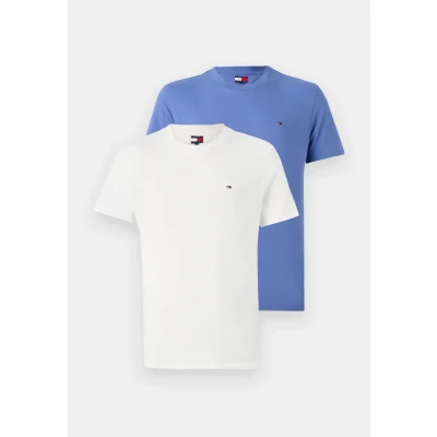 Image of Tommy Jeans SLIM TEE 2 PACK Basic Tshirt, Men&#039;s, Size: 34, Ancient white/soft sapphire