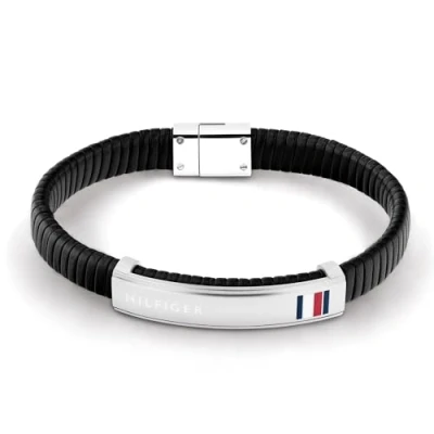 Image of Tommy Hilfiger Bracelet, Men&#039;s, Size: One Size, Schwarz