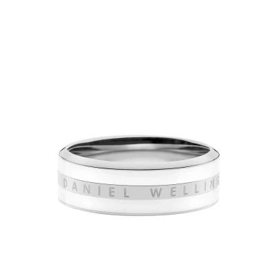 Image of Daniel Wellington Classic Satin White Ring, Size: Q R, Silver