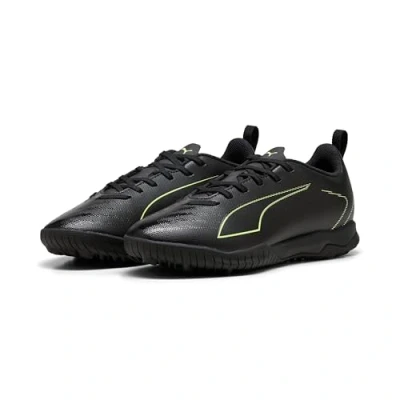 Image of Puma Ultra 6 PLAY Unisex Football boots turf for kids, Size: 10K, Black/fizzy light/green terrain shoes