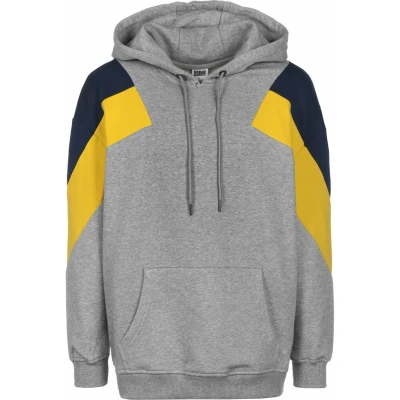 Image of Urban Classics Oversize 3TONE Hoody Hoodie, Men&#039;s, Size: Large, Grey/honey/darkblue