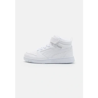 Image of Puma Rebound V6 MID Unisex Hightop trainers for kids, Size: 11.5K, White/cool light gray High quality imitation leather