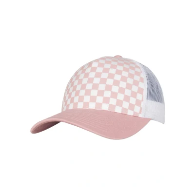 Image of Flexfit Checkerboard Retro Trucker Cap, Size: One Size, Lightrose/white