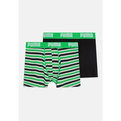 Image of PUMA Boy&#039;s Everyday Striped Boxers (Pack of 2), Green/Black, 7 9 Years