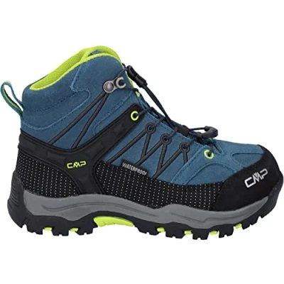 Image of CMP Rigel MID Trekking WP Unisex Mountain shoes for kids, Size: 4, Deep lake/acido Leather and textile