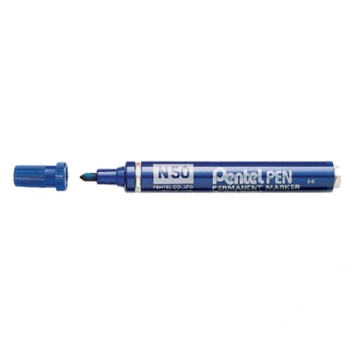 Image of Pentel N50 Permanent Marker Bullet Tip 1.5 2mm Line Blue Ref C [Pack of 12]