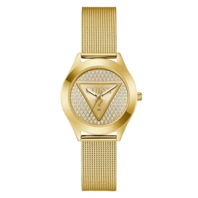 Image of Guess Glitz Plaque Watch goldcoloured, Women&#039;s, Size: One Size, Gold coloured