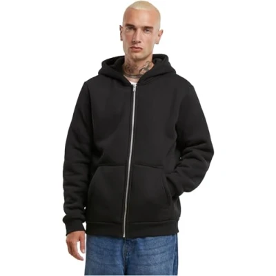 Image of Urban Classics Bonded ZIP Zipup sweatshirt, Men&#039;s, Size: 3XL, Black