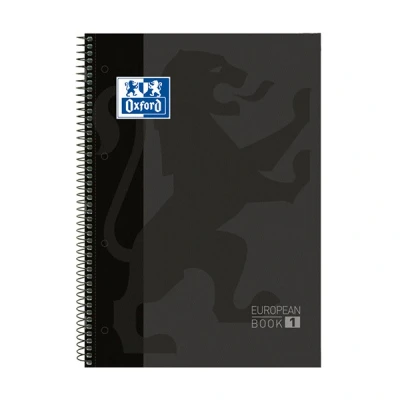 Image of europeanbook 1 Spiral, Lid extradura, A4 +, Horizontal Line, Black