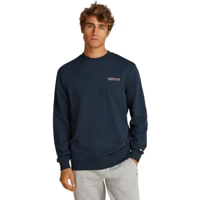 Image of Tommy Jeans Men’s Round Neck Entry Graphic Sweatshirt, Blue (Dark Night Navy), S, S