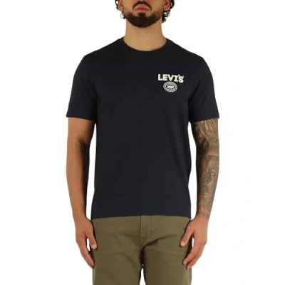 Image of Levi&#039;s Graphic Crewneck TEE Print Tshirt, Men&#039;s, Size: XS, Navy