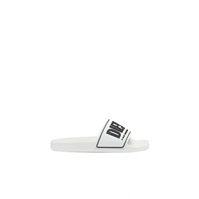 Image of Diesel Pool slides white/black, Women&#039;s, Size: 3, White/black Soft synthetic