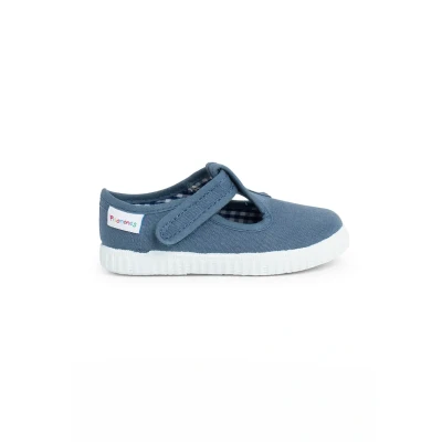 Image of Pisamonas Boys T Bar Loop Fasteners Shoes Size 7 Color Dark Blue