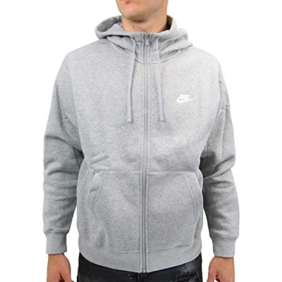 Image of Nike Sportswear CLUB Hoodie Zipup sweatshirt, Men&#039;s, Size: XS, Dark grey heather/matte silver/white