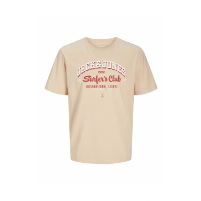 Image of Jack &amp; Jones Jjelogo Print Tshirt, Men&#039;s, Size: 6XL, Peach parfait