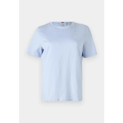 Image of Tommy Hilfiger Contrast FLAG TEE Basic Tshirt, Women&#039;s, Size: XS, Breezy blue