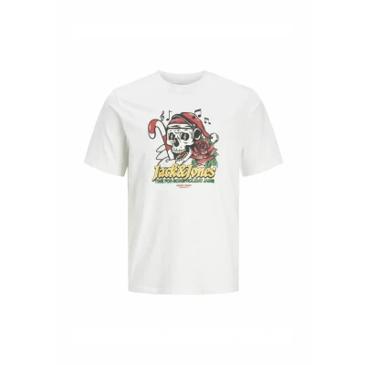 Image of JACK &amp; JONES Male T Shirt X Mas Crew Neck Shirt, bright white, S