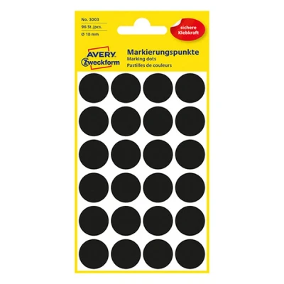 Image of Avery Zweckform 3003 Adhesive Labels Diameter 18 mm Set of 96, Black