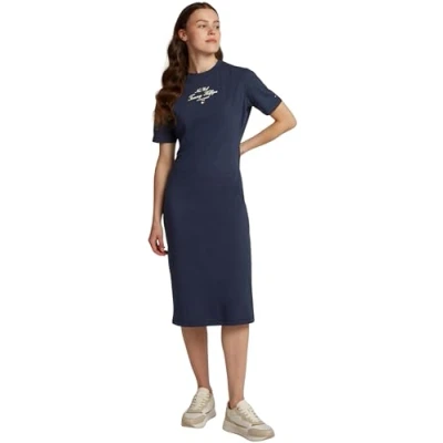 Image of Tommy Hilfiger Script TEE Dress Day dress, Women&#039;s, Size: Medium, Dark night navy