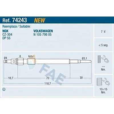 Image of Glow Plug FAE 74243
