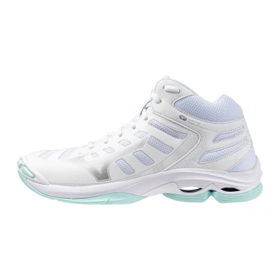 Image of Mizuno WAVE VOLTAGE 2 MID Volleyball Shoes White/Blue Tint Women Size 8