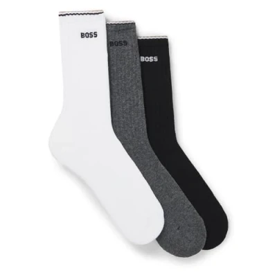 Image of BOSS Stripe 3 PACK Socks, Men&#039;s, Size: 5.5 8, Black/white