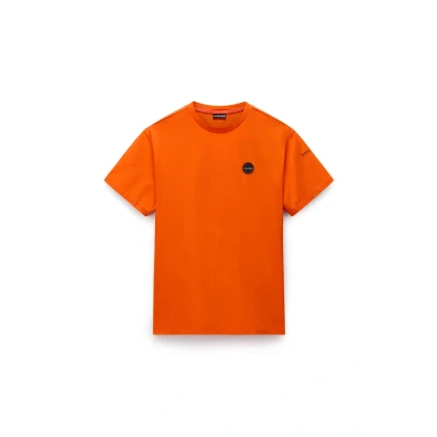 Image of Napapijri Badge Basic Tshirt, Men&#039;s, Size: Medium, Orange red