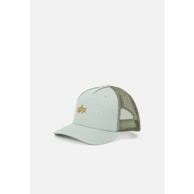 Image of Alpha Industries Label Trucker Unisex Cap, Size: One Size, Dusty green