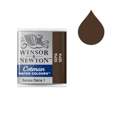 Image of Winsor &amp; Newton Cotman Watercolour Paint Half Pan Sepia 609