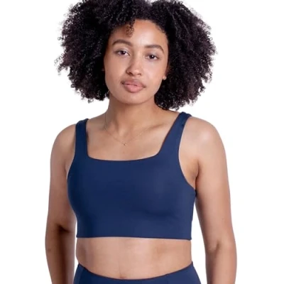 Image of Girlfriend Collective Tommy Square NECK Medium support sports bra, Women&#039;s, Size: XXL, Midnight