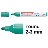 Image of edding 4500 textile marker pale green box of 10 round nib 2 3 mm permanent fabric markers for drawing on textiles, wash resistant up to 60 C pens lettering