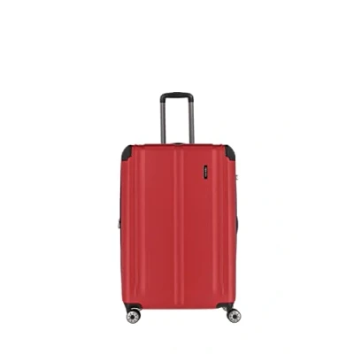 Image of Travelite City 4w Trolley, Red, 77 cm (Trolley L), 4 wheel hard shell trolley with protective Corners, corners