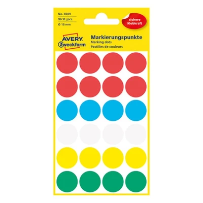 Image of Avery Zweckform 3089 Coding Dots (96 Pieces Diameter 18 mm 4 Sheets Assorted Colours