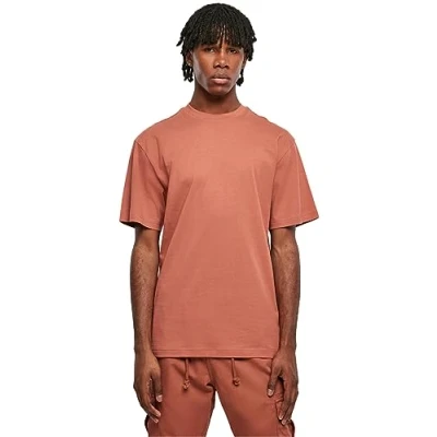Image of Urban Classics Men&#039;s Tall Tee Oversized Short Sleeves T Shirt with Dropped Shoulders, 100% Jersey Cotton, Terracotta, L