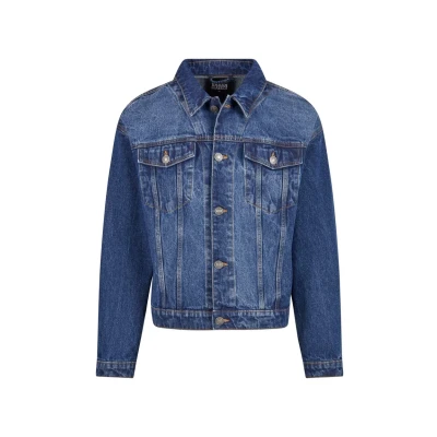 Image of Urban Classics Heavy Ounce BOXY Denim jacket, Men&#039;s, Size: Large, New mid blue washed